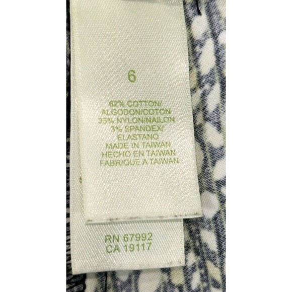 Sigrid Olsen Size 6 Yellow Green‎ Vine Floral Cotton Cropped Pants Boho Festival - Picture 9 of 10